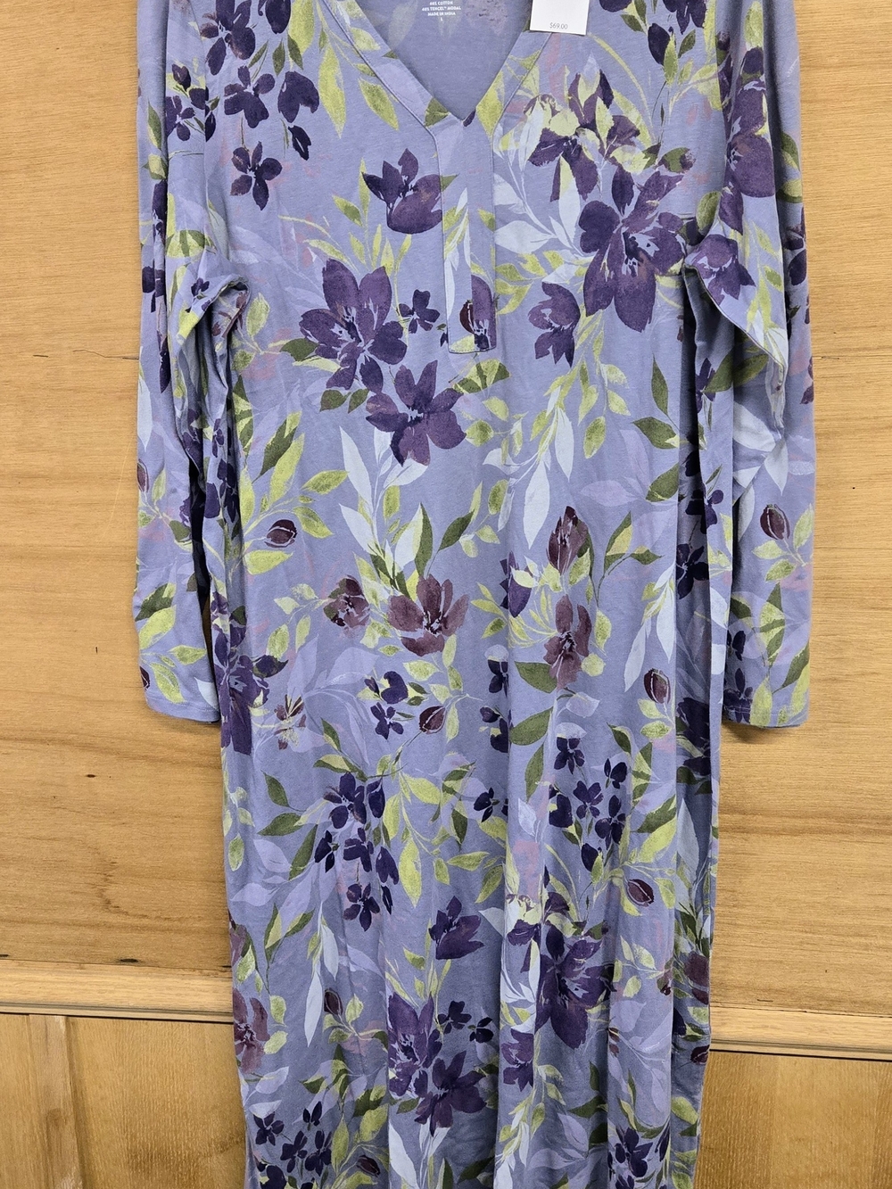 J. Jill Lavender Floral VโNeck Long Sleeve Nightdress